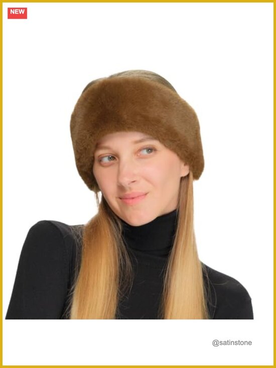 Faux Fur Headwrap Headband Elastic Closure Cozy Winter main image 6